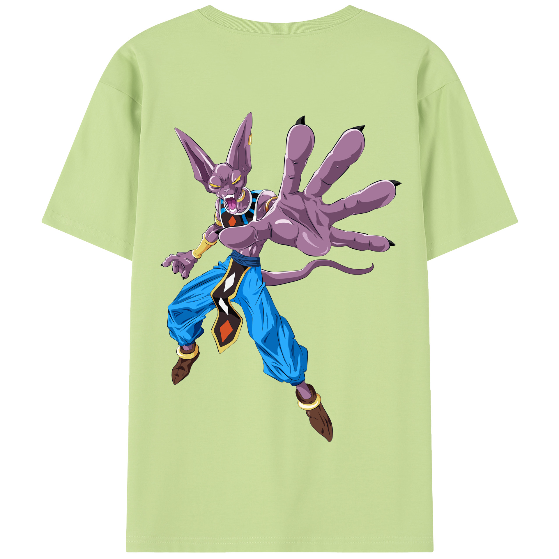 （画像用） ドラゴンボール ビルス 破壊神ビルス DRAGON BALL Beerus Birusu 綿100％半袖Tシャツ（背面プリント）